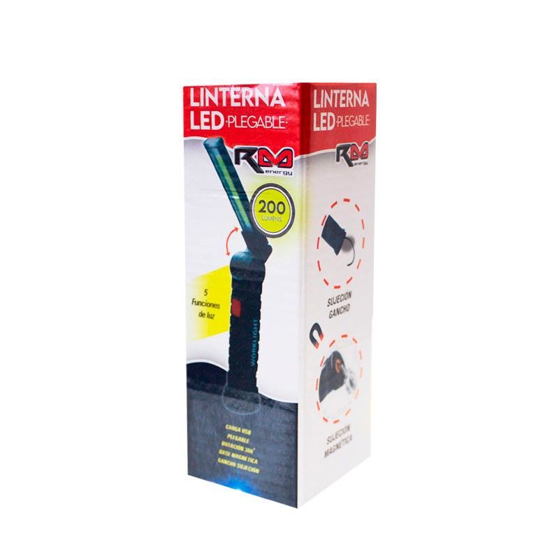 LINTERNA LEDS PLEGABLE CON ROTACION 360ªC Y RECARGABLE USB ( 6 )