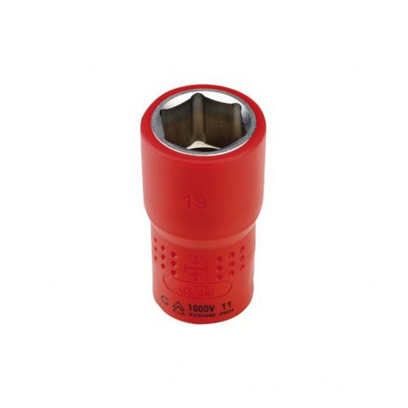 Llave de vaso aislada con boca hexagonal, para aprietes con carracas de cuadradillo 1/2” Alyco, Referencia 190308 a 190332