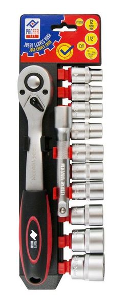Llave Vaso Jgo 12 Pz +Carraca 1/2''