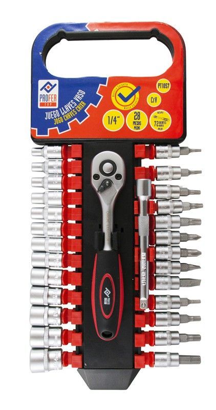 Llave Vaso Jgo 28 Pz +Carraca 1/4''