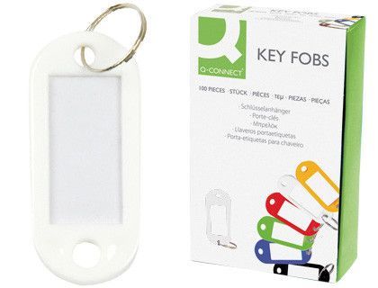 Llavero Portaetiquetas Q-Connect Expositor de 100 Unidades Blanco