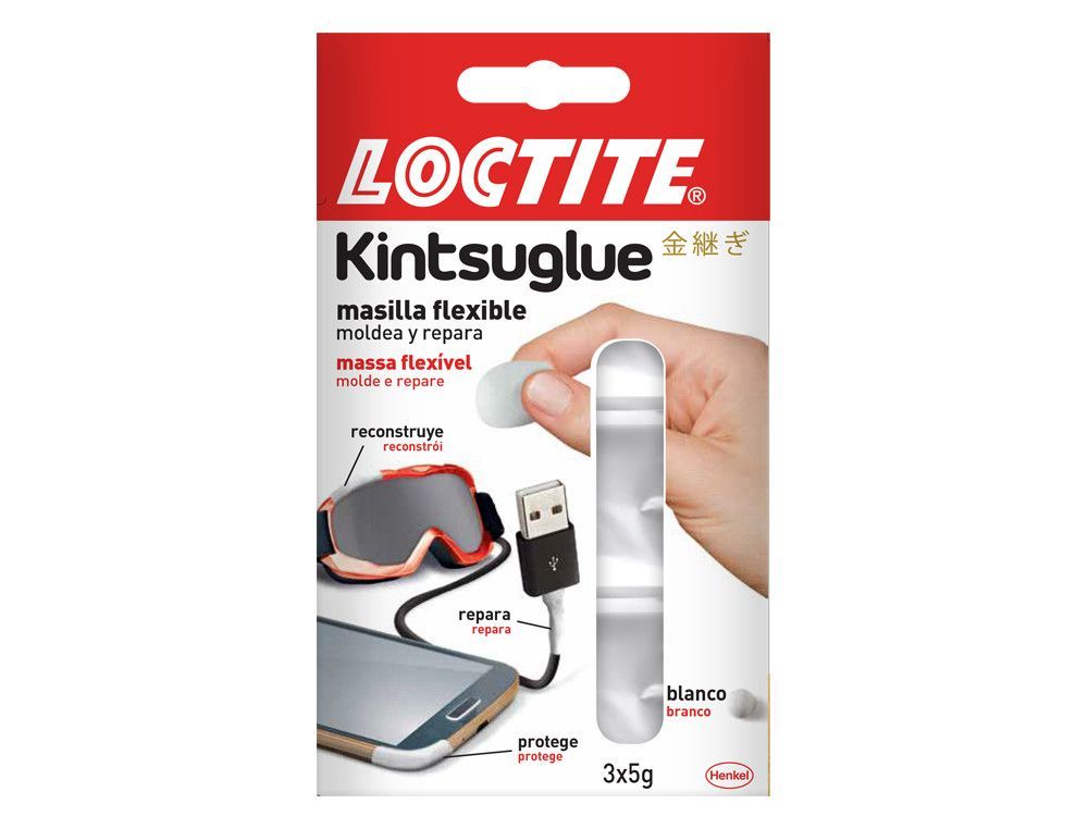 LOCTITE Expositor 16 masillas flexibles Kintsuglue. 8 blísters masilla blanca y 8 negra. 2269706