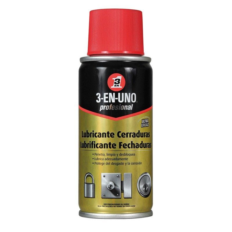 Lubricante especial cerraduras 3-EN-UNO. Lubricante De Cerradura. Spray 100 Ml.