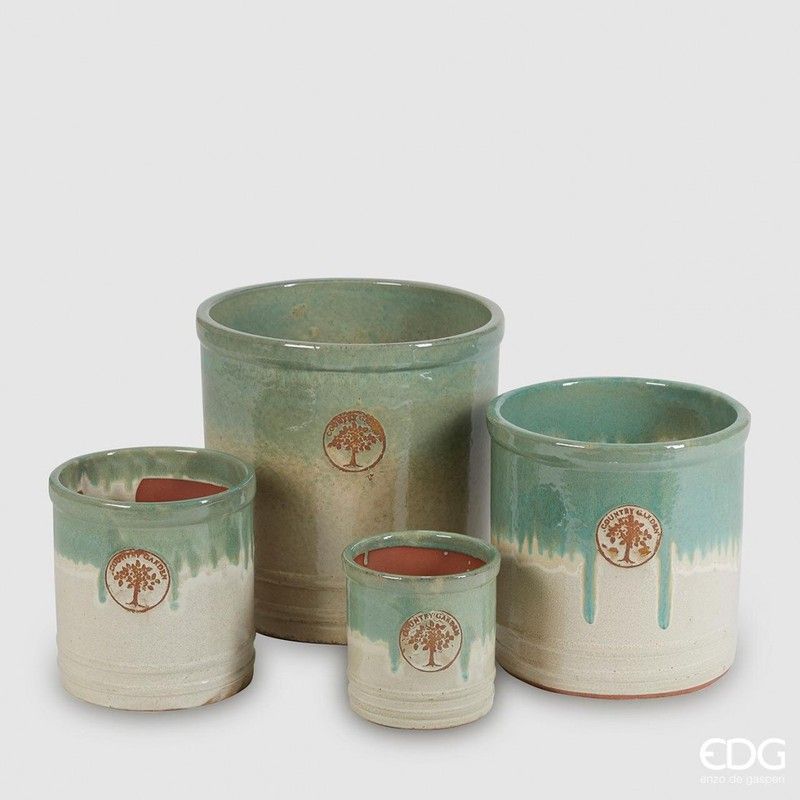 Maceta Glaze Cilindro D26 H25 Pequeño Mezcla Verde