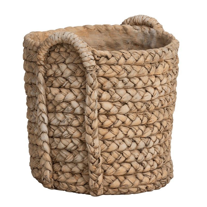 Macetero con Asas XL de Cerámica  Beige, 38,5x37,5x38,5 cm