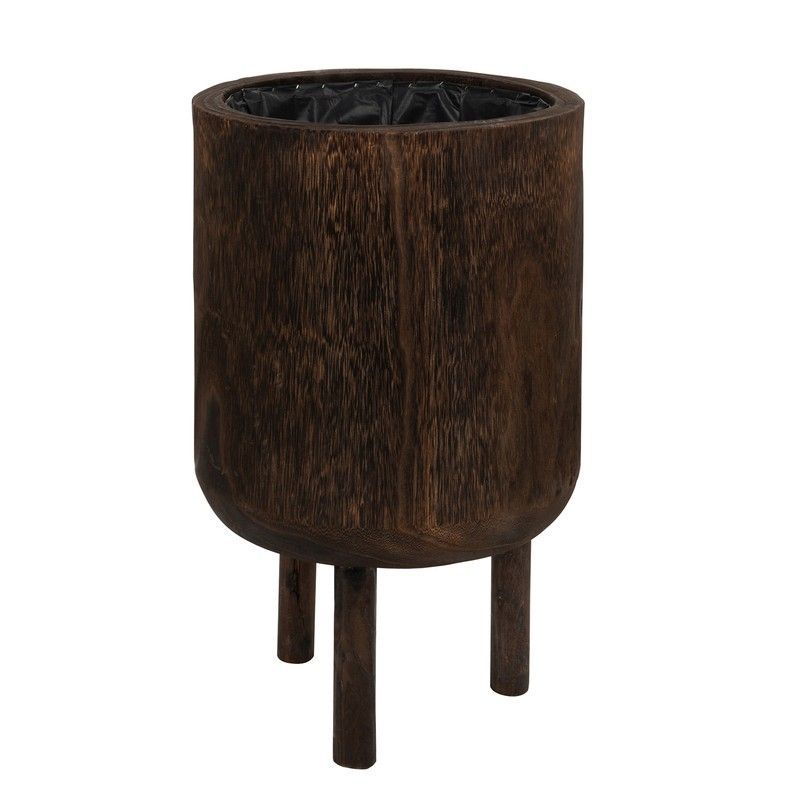 Macetero con Pie L de Madera de Paulownia Marrón, Ø32x44 cm