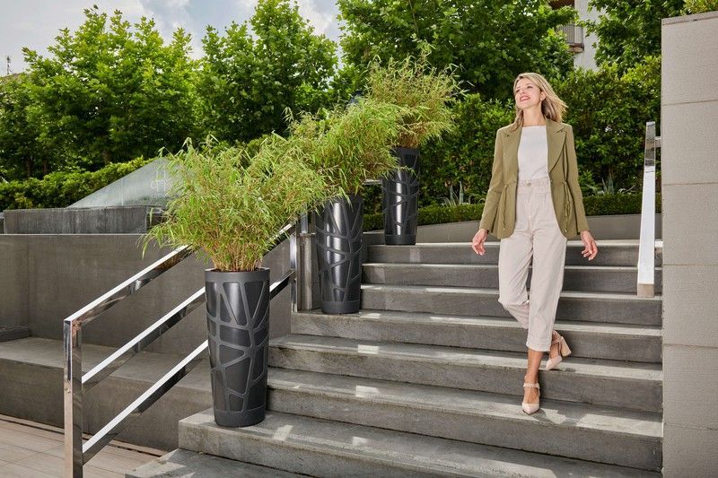 Macetero decorativo de resina vaso alto mosaic curve 90x38 cm