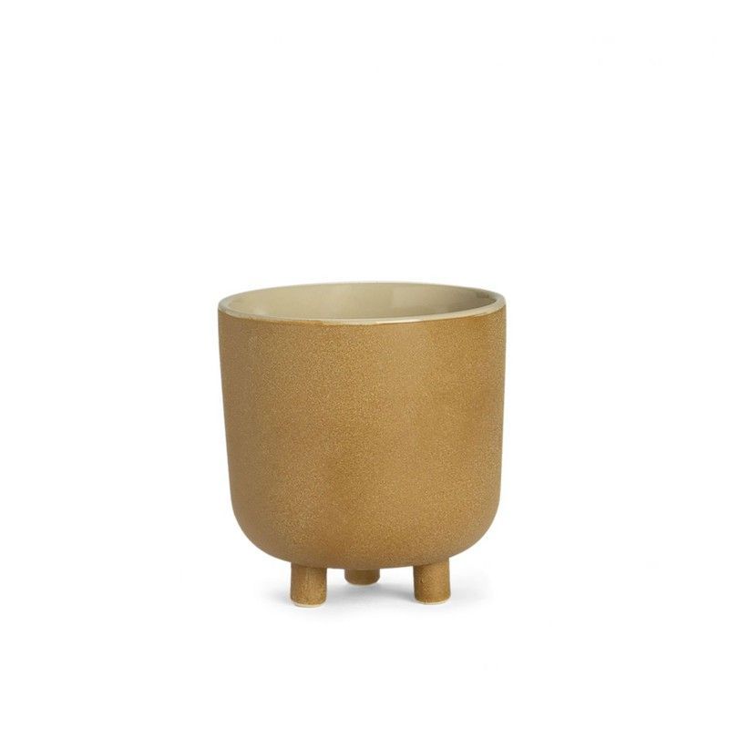 Macetero L de Cerámica Beige, Ø21,5x23 cm