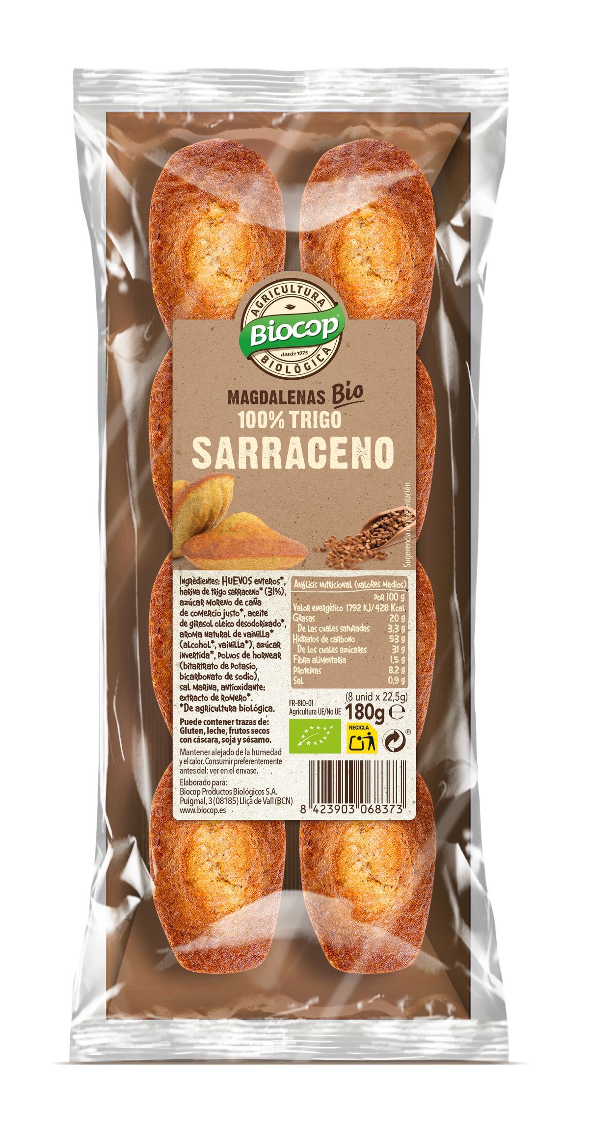 Magdalenas Trigo Sarraceno 100% Biocop 180 G