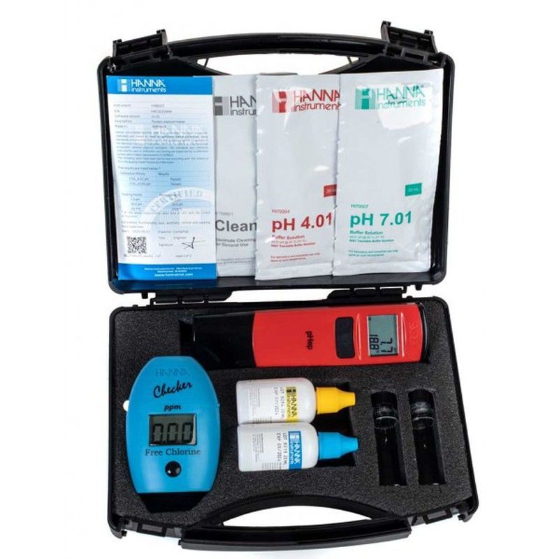Maletín Checker Cloro Libre Hi701 Y Medidor Ph Hi98107 + Soluciones Calibración Y Reactivos