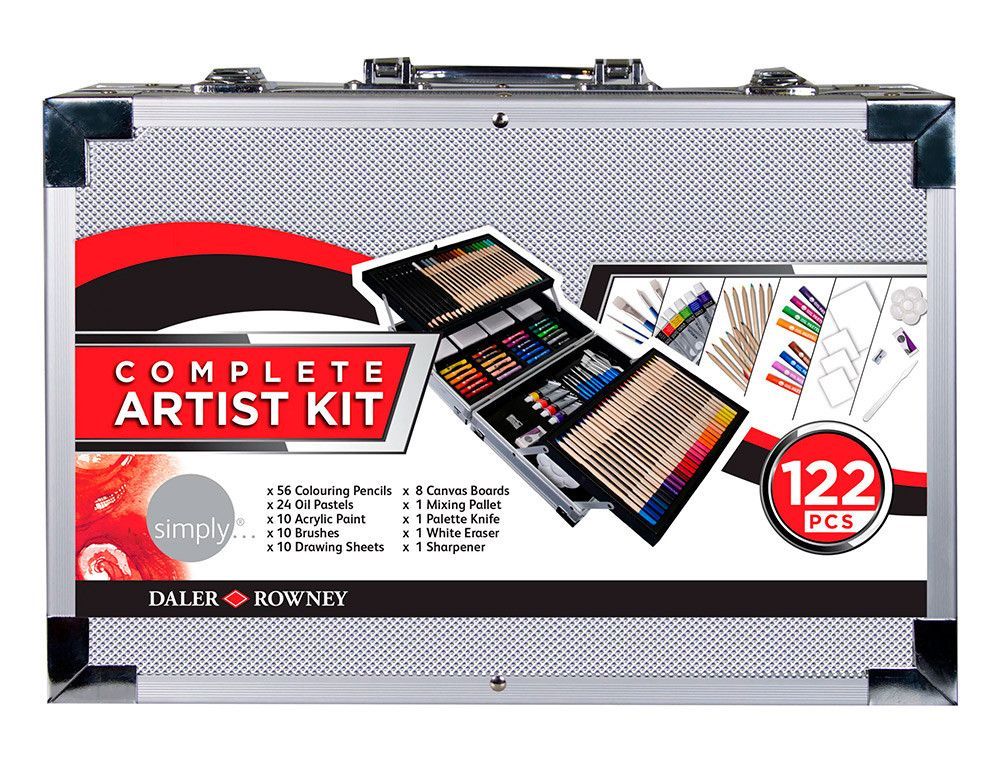 Maletin de pinturas daler rowney metalico 122 piezas 347x94x240 mm