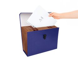 Maletin liderpapel con fuelle y asa carton forrado 19 departamentos 255x390x120 mm color azul