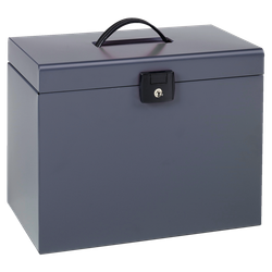 Maletín metálico con 5 carpetas colgantes en Kraft color. DIN A4, gris oscuro