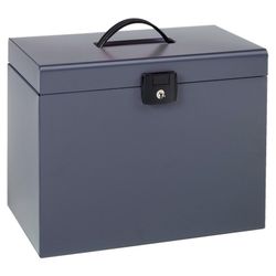 Maletín metálico con 5 carpetas colgantes en Kraft color. DIN A4, gris oscuro