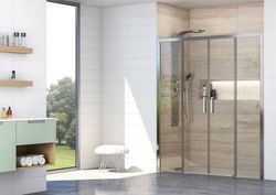 Mampara frontal de ducha 2 fijos + 2 puertas correderas de 168 a 174 cm.