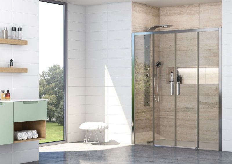 Mampara frontal de ducha 2 fijos + 2 puertas correderas de 174 a 180 cm.