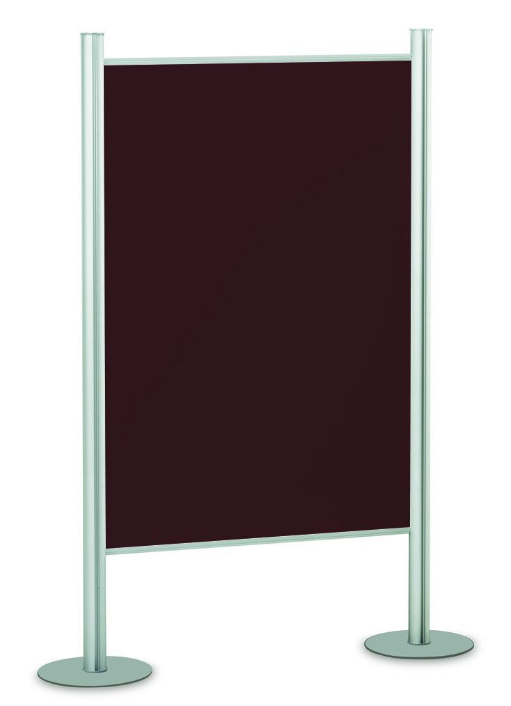 Mamparas modulares 2 caras de corcho tapizado burdeos con marco de aluminio medidas 100 x 150 cm.