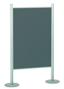 Mamparas modulares 2 caras de corcho tapizado gris con marco de aluminio medidas 100 x 150 cm.