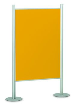 Mamparas modulares de corcho tapizado ocre con marco de aluminio medidas 90 x 150 cm.