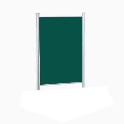 Mamparas modulares de corcho tapizado verde con marco de aluminio medidas 90 x 150 cm.