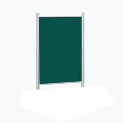 Mamparas modulares de corcho tapizado verde con marco de aluminio medidas 90 x 150 cm.