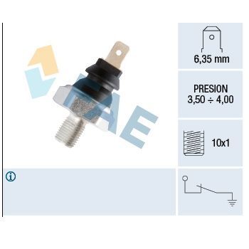 Manocontacto Neumatico.terminal faston  6,35mmm, presion 3/4 , rosca 10x1 F16030 FAE