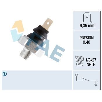 Manocontacto Presion De Aceite.terminal faston  6,35mmm, presion 0,40 , rosca 1/8X27 NPTF F11280 FAE