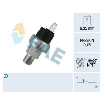 Manocontacto Presion De Aceite.terminal faston  6,35mmm, presion 0,75 , rosca 1/8X27 NPTF F13350 FAE