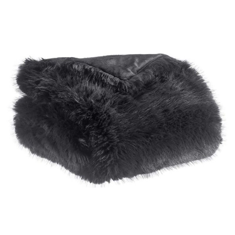 Manta de poliéster reciclado en caviar, 220 x 180 cm | Nolan