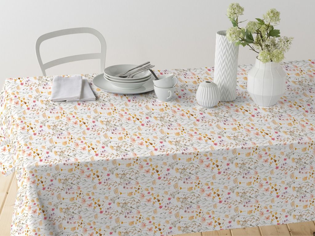 Mantel Algodón Antimanchas Serena Naranja 140X140 Resinado