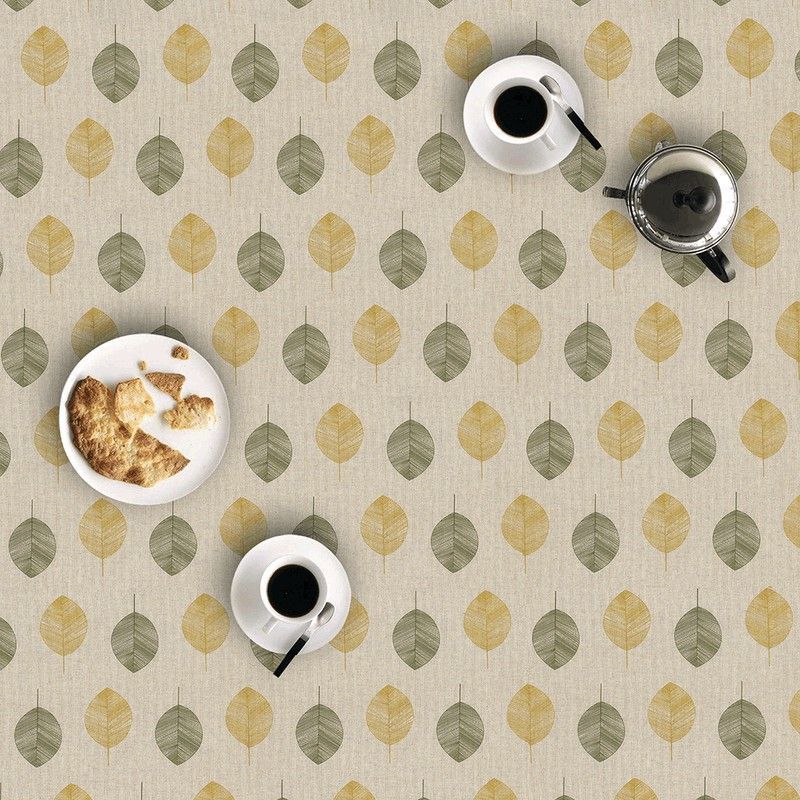 Mantel Antimanchas 140x250 Leaves Green