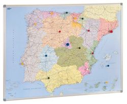 Mapas magnéticos de España, Europa y mapamundi con marco de aluminio