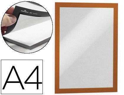Marco Porta Anuncios Durable Magnetico Din A4 Dorso Adhesivo Removible Color Naranja Pack de 2 Unidades