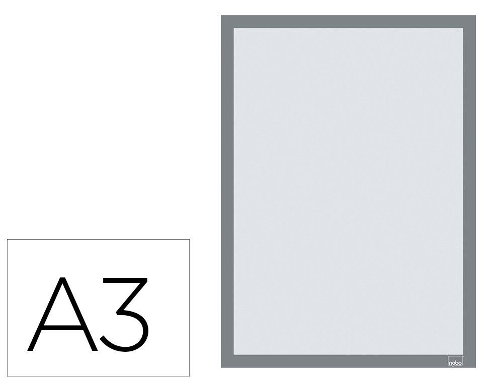 Marco porta anuncios nobo din A3 marco magnetico autoadhesivo color plata pack de 2 unidades