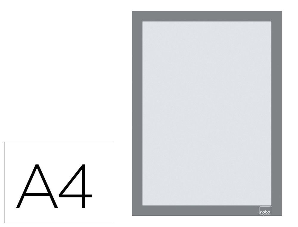 Marco porta anuncios nobo din A4 marco magnetico autoadhesivo color plata pack de 2 unidades