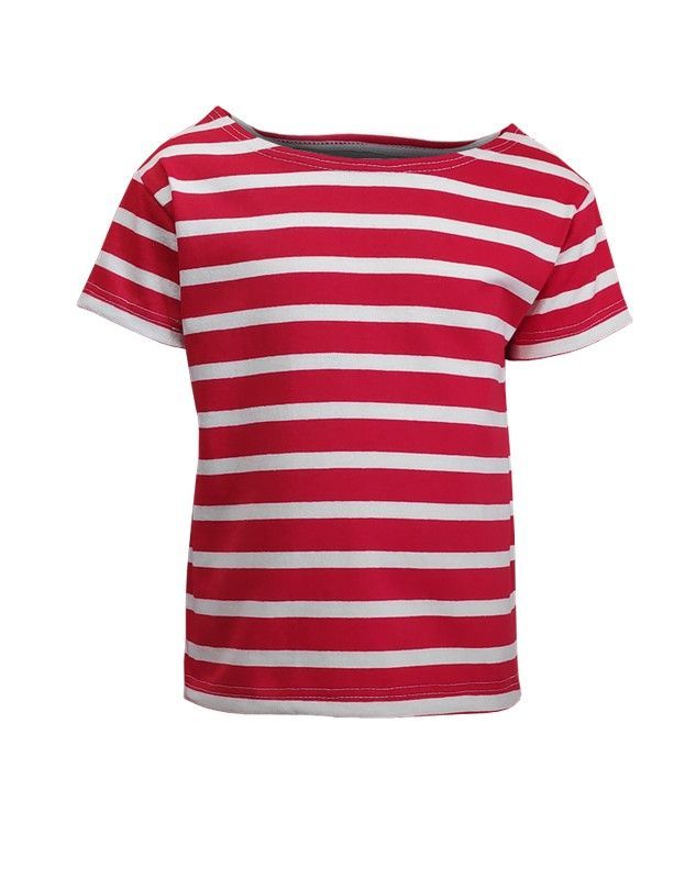 Marinera de manga corta infantil beige sobre rojo