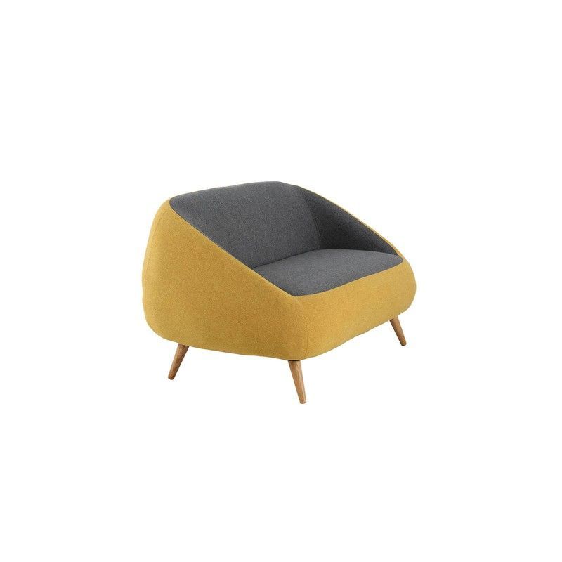 MARPE - Sofá con brazos tapizado bicolor mostaza/gris, 142,5x83,5x75,5 cm