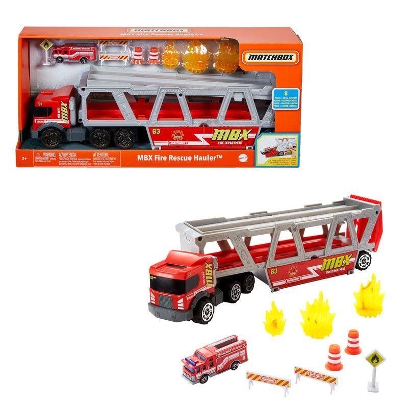 Matchbox Camión de Bomberos con Accesorios - Fire Rescue Hauler