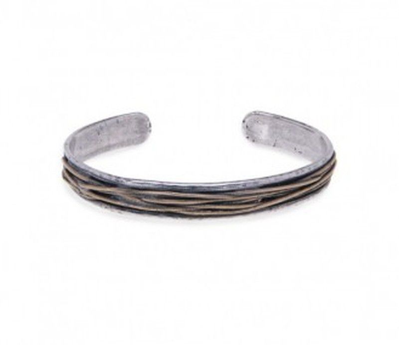 MB116A Pulsera PLATA DE PALO Man en plata de ley y bronce