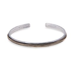 MB123A Pulsera PLATADEPALO rígida de hombre de plata y bronce