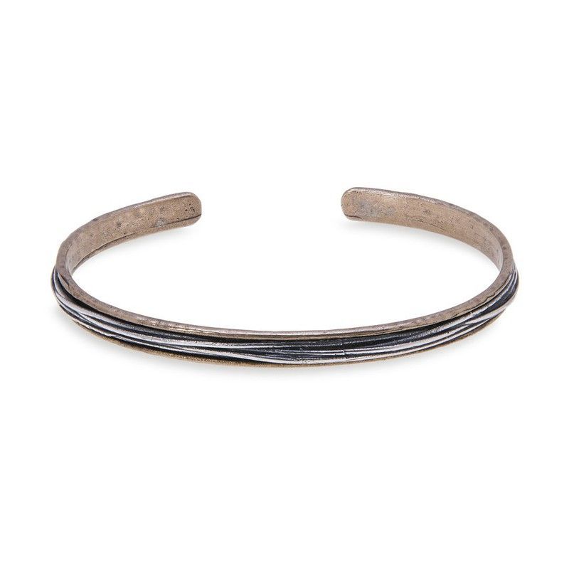 MB123B Pulsera PLATADEPALO rígida de bronce y plata