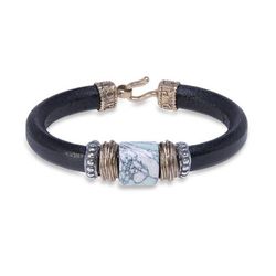 MB174X Pulsera Plata de Palo de cuero Kiran para hombre