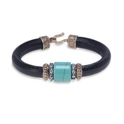 MB175X Pulsera Plata de Palo de cuero Brahma para hombre
