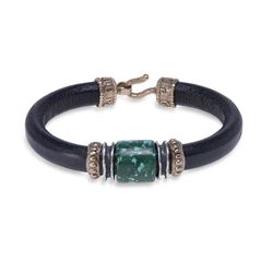 MB177X Pulsera Plata de Palo de cuero Hari para hombre