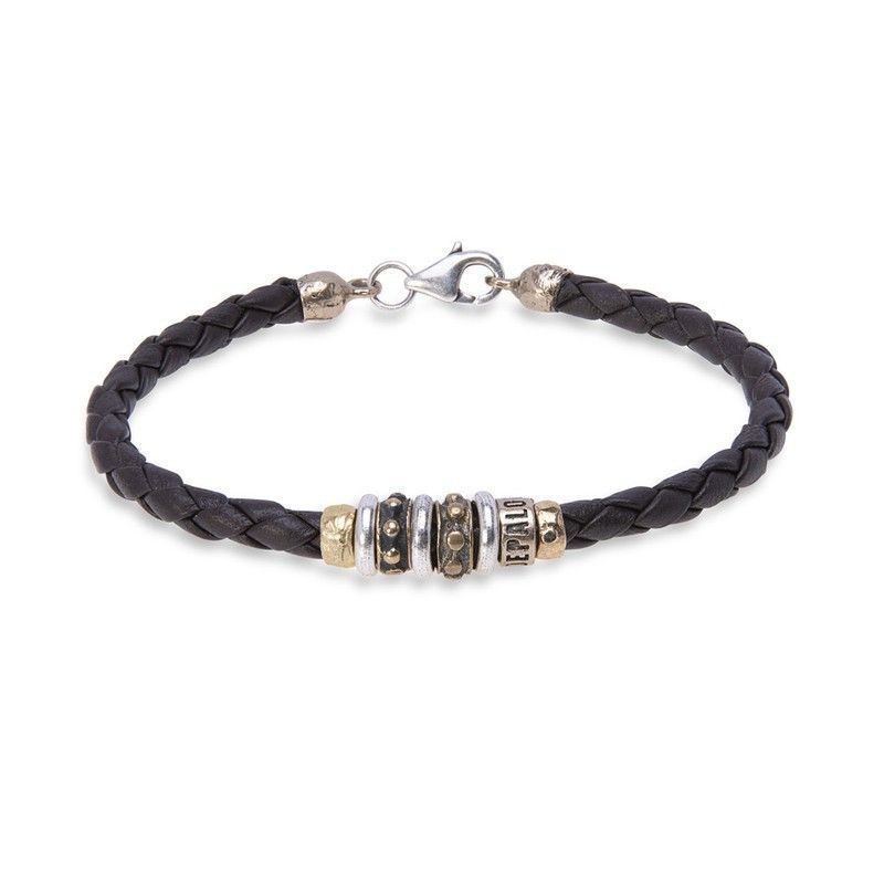 MB181X Pulsera Plata de Palo de cuero Agni para hombre
