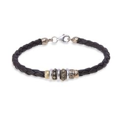 MB181X Pulsera Plata de Palo de cuero Agni para hombre