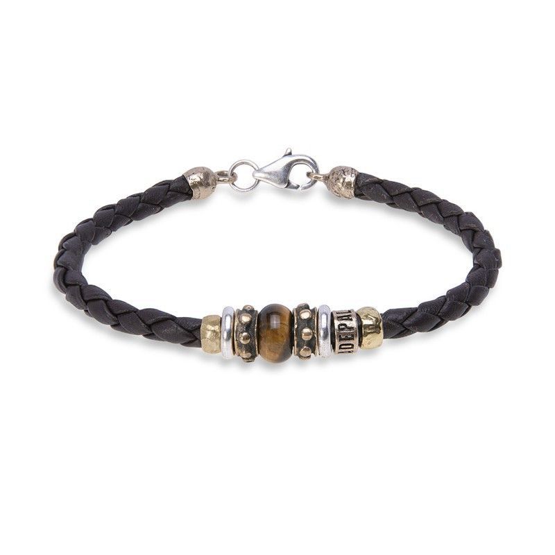 MB182X Pulsera Plata de Palo de cuero colección Amal para hombre