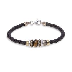 MB182X Pulsera Plata de Palo de cuero colección Amal para hombre