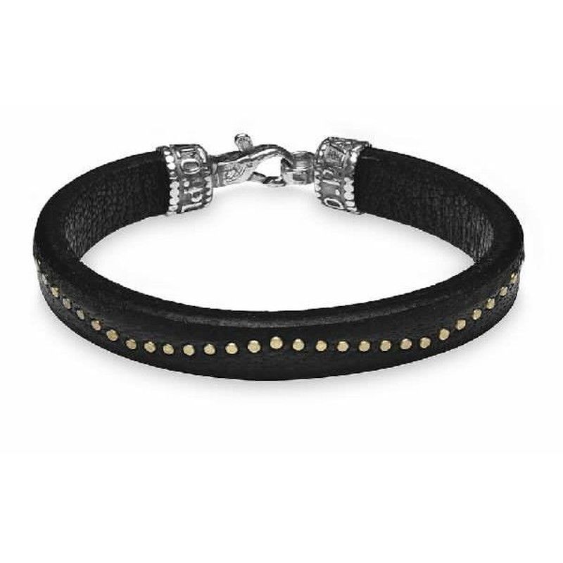 MB18A Pulsera PLATA DE PALO hombre de piel y bronce elegante