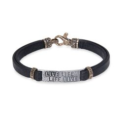 MB206X Pulsera Plata de Palo de hombre colección Gomo de cuero plata y bronce